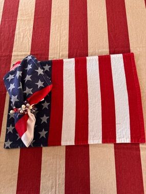 Patriotic Red White Blue Star & Stripe Napkin Set
